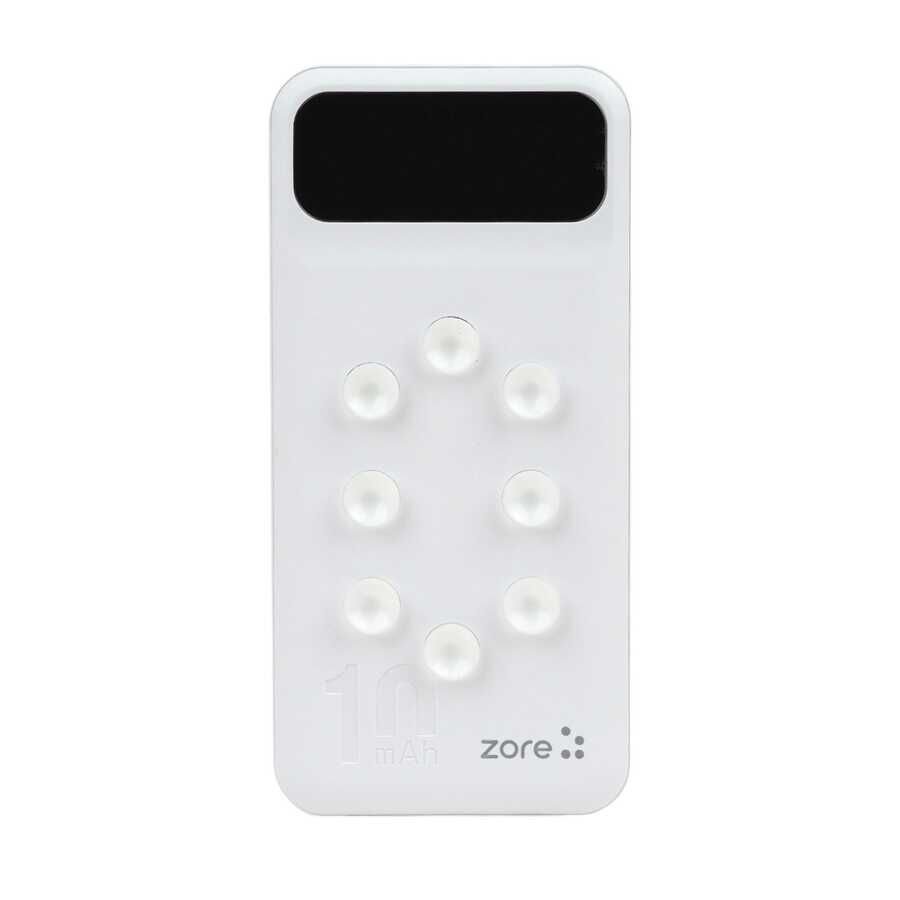 Led Göstergeli Taşınabilir Powerbank 10000 mAh Type-C - Micro - Lightning  (ZR-PW02) Beyaz