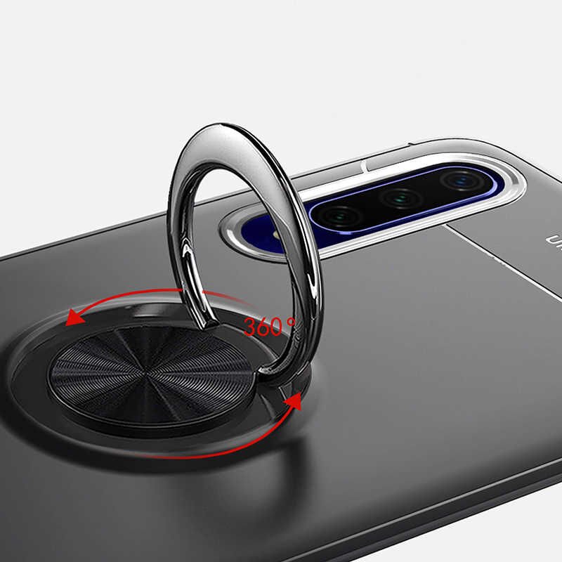 Huawei P Smart Pro 2019 Kılıf Kamera Çıkıntılı Renkli Yüzüklü Standlı Mıknatıslı Kapak (RAVEL) Siyah-Rose Gold