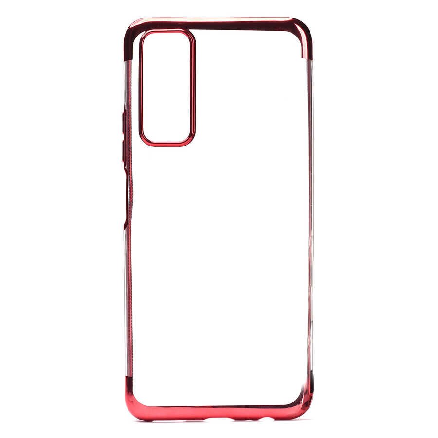 Xiaomi Mi 10T 5G Kılıf Dört Köşe Renkli Lazer Şeffaf Silikon Kapak (GLİTTER) Kırmızı