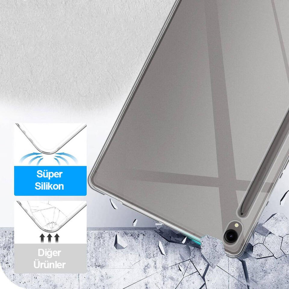 Samsung Galaxy Tab S10 Şeffaf Silikon Tablet Kılıf (T-SÜPER) Renksiz