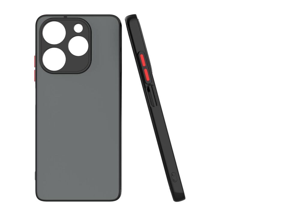 Tecno Spark 10 Pro Kılıf Mat Kamera Korumalı Renkli Tuşlu Sert Silikon Kapak (HUX) Siyah
