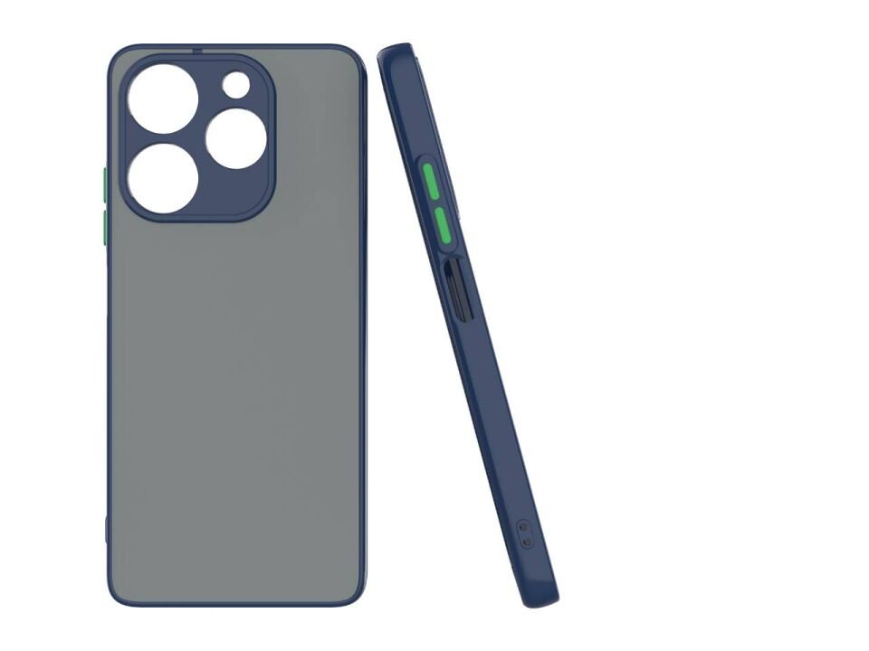 Tecno Spark 10 Pro Kılıf Mat Kamera Korumalı Renkli Tuşlu Sert Silikon Kapak (HUX) Lacivert