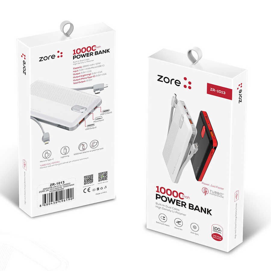 Powerbank 10000 Mah (ZR-1013) Siyah