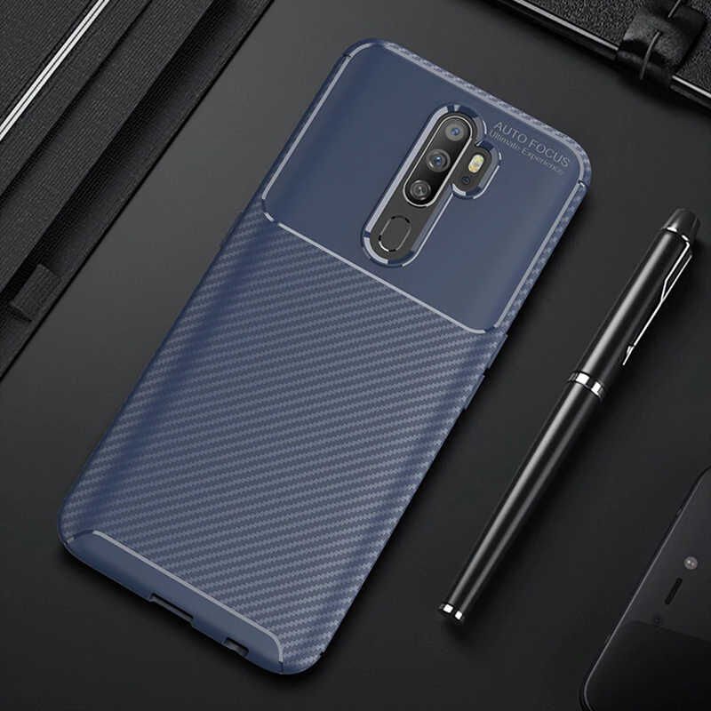 Oppo A9 2020 Kılıf Kamera Çıkıntılı Karbon Fiber Dokulu Renk Atmaz Kapak (NEGRO) Siyah