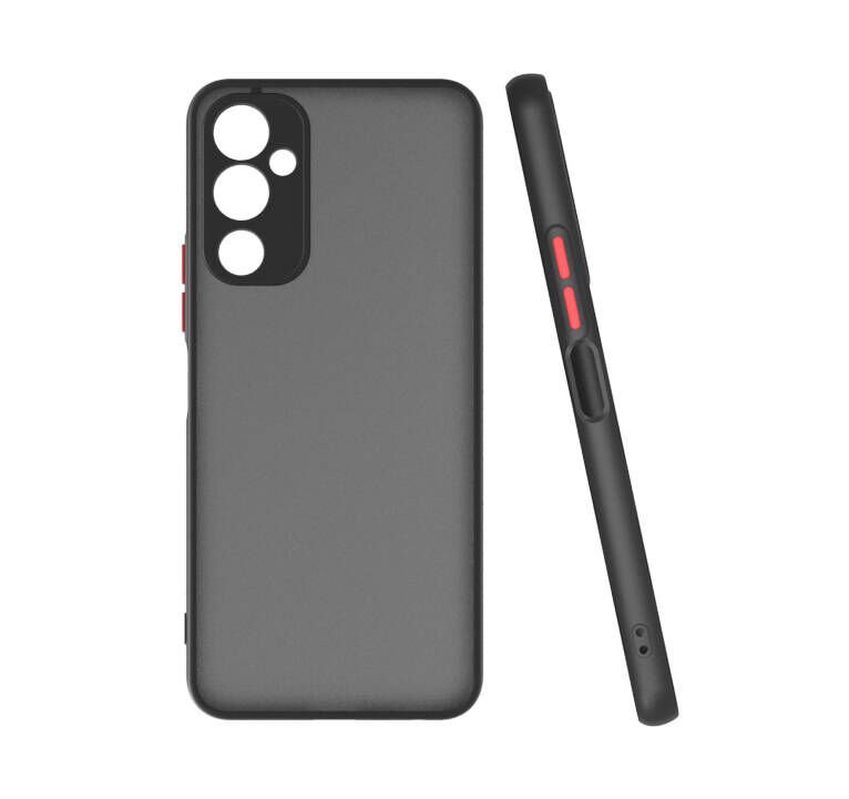 Tecno Pova Neo 2 Kılıf Mat Kamera Korumalı Renkli Tuşlu Sert Silikon Kapak (HUX) Siyah