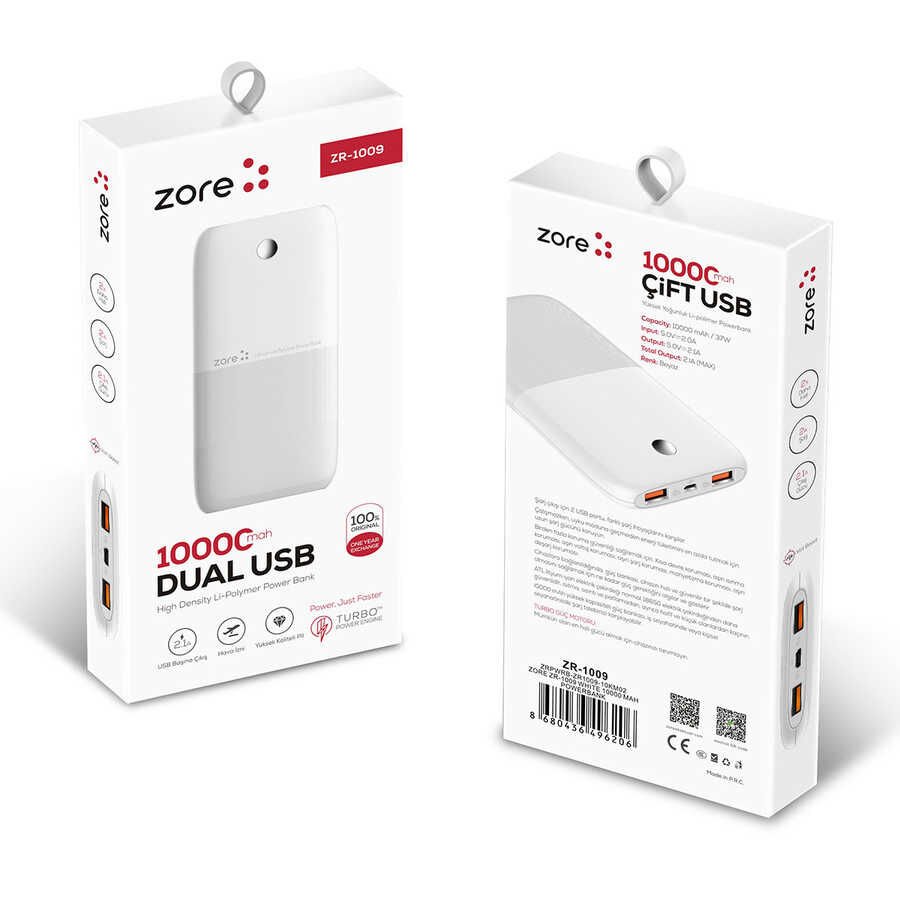 Powerbank 10000 Mah (ZR-1009) Beyaz