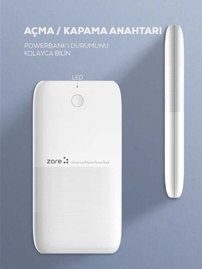 Powerbank 10000 Mah (ZR-1009) Beyaz