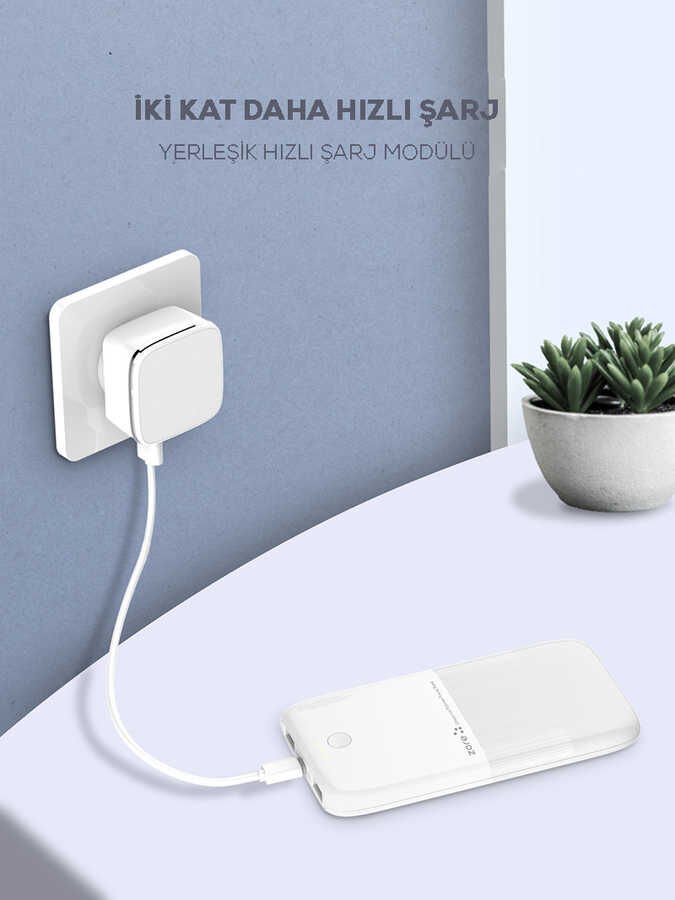 Powerbank 10000 Mah (ZR-1009) Beyaz