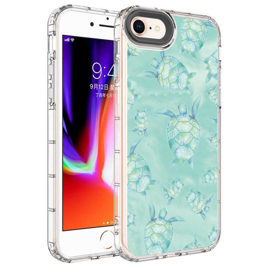 Apple iPhone 8 Kılıf Kamera Korumalı Renkli Desenli Sert Silikon HEPTEKİLETİŞİM Korn Kapak