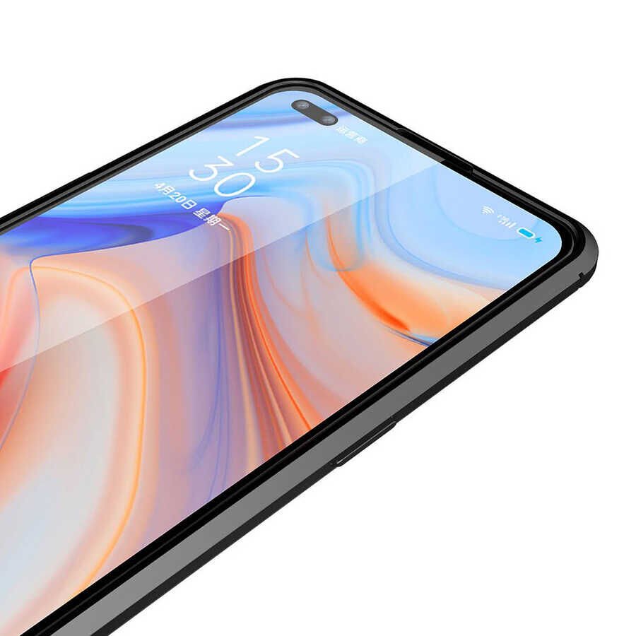 Oppo Reno 4 Kılıf Deri Görünümlü Renk Atmayan Dayanaklı Silikon Kapak (NİSS) Kırmızı