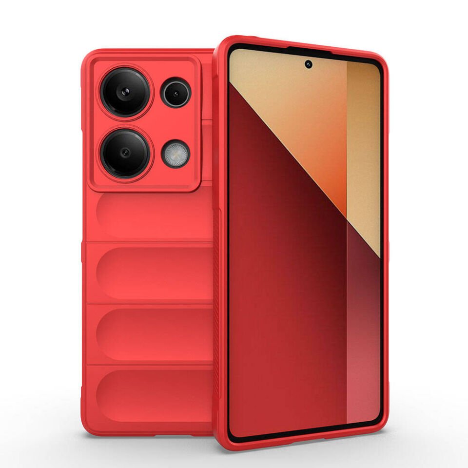 Xiaomi Redmi Note 13 Pro 4G Kılıf Esnek TPU Oyuklu Arka Yüzey Tasarımlı Silikon Kapak (Etnik) Kırmızı