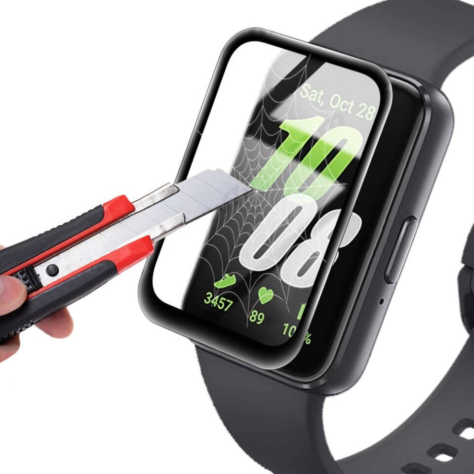 Samsung Galaxy Fit 3 Ekran Koruyucu Kavisli Tam Kaplayan Koruma (PMMA) Siyah