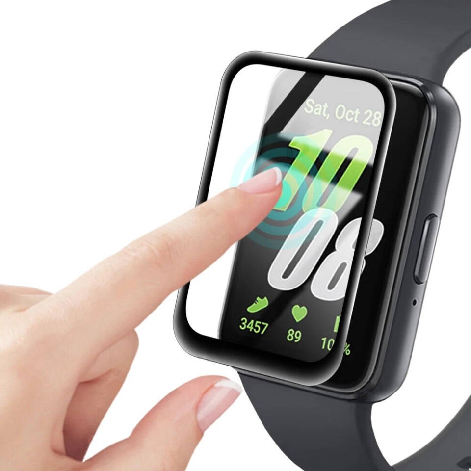 Samsung Galaxy Fit 3 Ekran Koruyucu Kavisli Tam Kaplayan Koruma (PMMA) Siyah