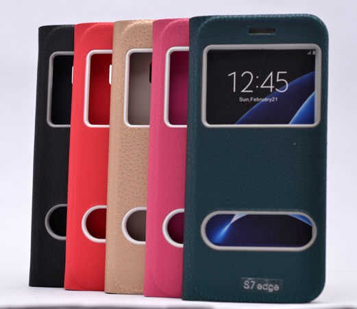 Samsung Galaxy S7 Edge Kapaklı Kılıf Mıknatıslı 360 Tam Korumalı (DOLCE) Pembe Koyu
