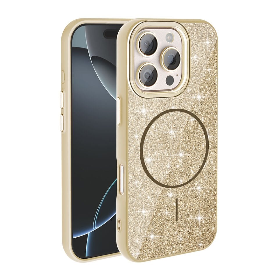 Apple iPhone 16 Pro Max Kılıf Magsafe Şarj Özellikli Parlayan Simli HEPTEKİLETİŞİM Okso Kapak