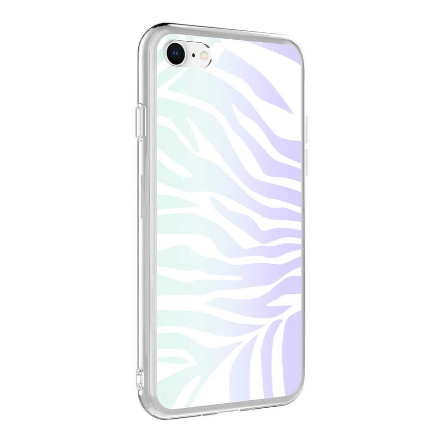 Apple iPhone SE 2020 Kılıf HEPTEKİLETİŞİM M-Blue Desenli Kapak