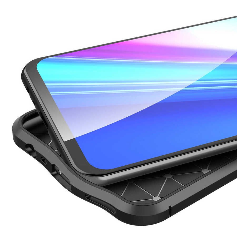 Realme 7 Kılıf Deri Görünümlü Renk Atmayan Dayanaklı Silikon Kapak (NİSS) Kırmızı