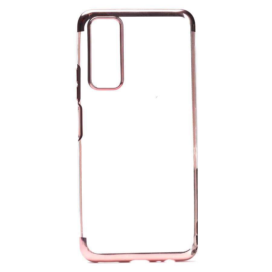 Xiaomi Mi 10T Pro 5G Kılıf Dört Köşe Renkli Lazer Şeffaf Silikon Kapak (GLİTTER) Rose Gold