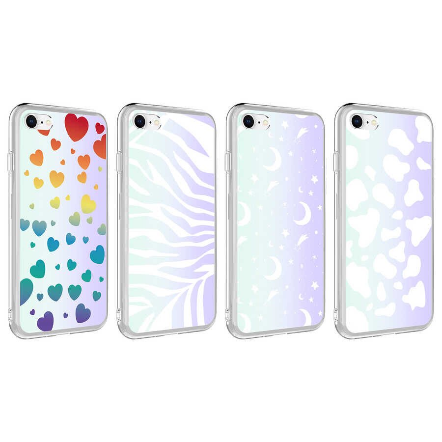 Apple iPhone SE 2022 Kılıf HEPTEKİLETİŞİM M-Blue Desenli Kapak