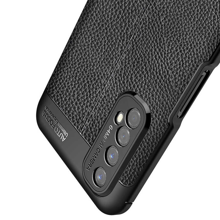 Realme 7 Kılıf Deri Görünümlü Renk Atmayan Dayanaklı Silikon Kapak (NİSS) Lacivert