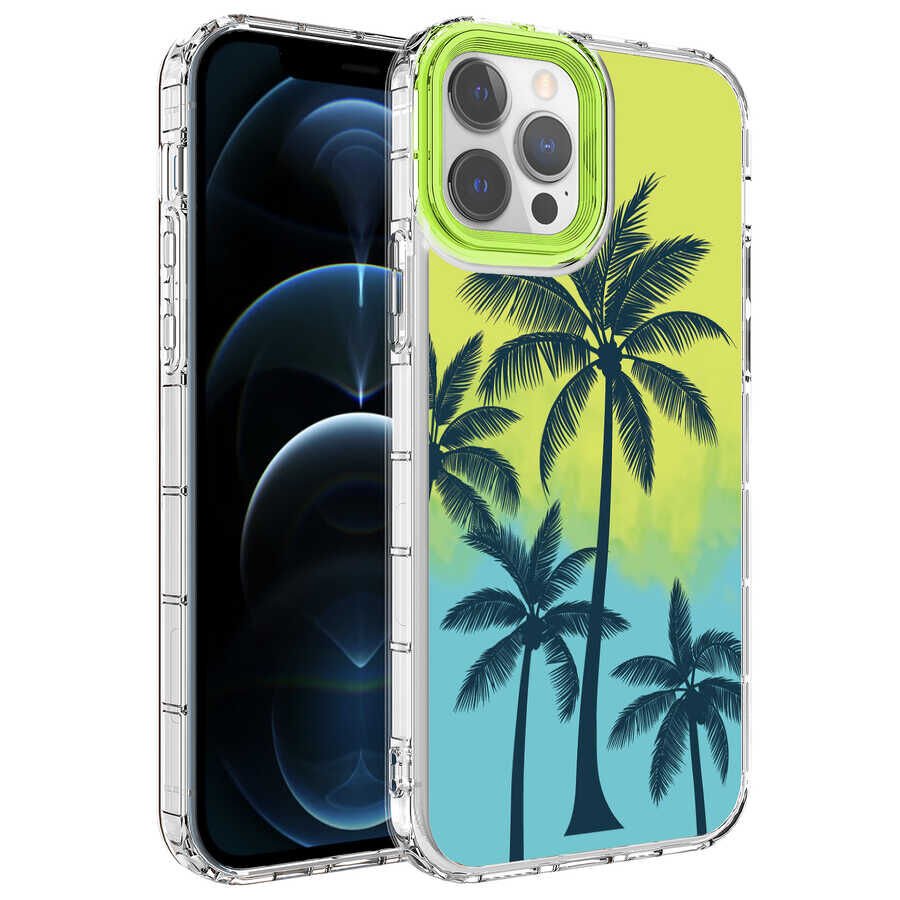 Apple iPhone 12 Pro Kılıf Kamera Korumalı Renkli Desenli Sert Silikon HEPTEKİLETİŞİM Korn Kapak