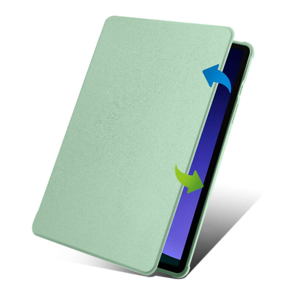 Samsung Galaxy Tab S10 Kılıf Kalemlikli Standlı Uyku Modlu Akıllı Kapak (TER) Açık Yeşil