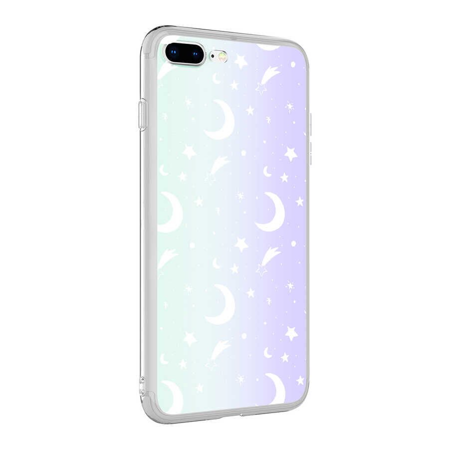 Apple iPhone 8 Plus Kılıf HEPTEKİLETİŞİM M-Blue Desenli Kapak
