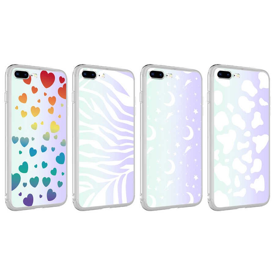 Apple iPhone 8 Plus Kılıf HEPTEKİLETİŞİM M-Blue Desenli Kapak