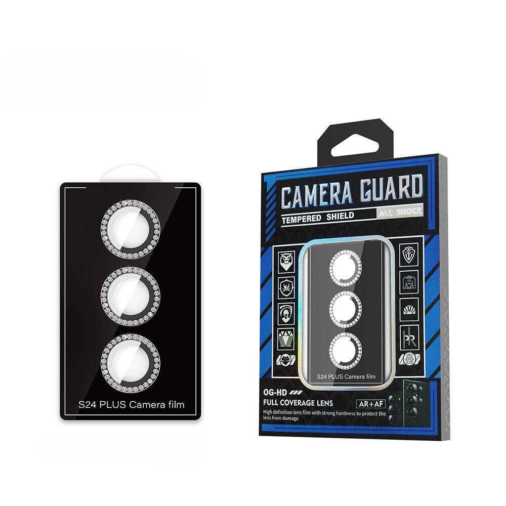 Samsung Galaxy S24 Plus Kamera Lens Koruyucu Cam Filmi (Diamond) Siyah