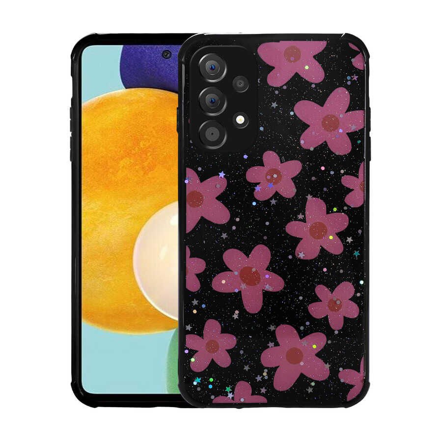 Samsung Galaxy A52 Kılıf Simli Desenli Kamera Korumalı Parlak HEPTEKİLETİŞİM Popy Kapak