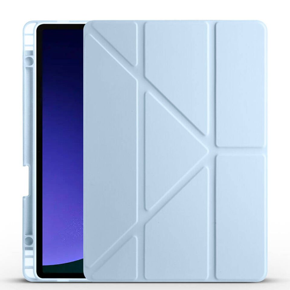 Samsung Galaxy Tab S10 Kılıf Kalem Bölmeli Standlı 360 Derece Tam Korumalı Tasarım (TR) Mavi
