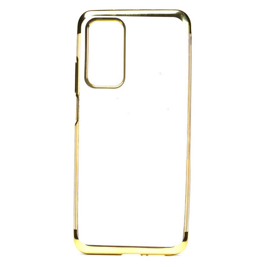 Huawei P Smart 2021 Kılıf Dört Köşe Renkli Lazer Şeffaf Silikon Kapak (GLİTTER) Gold