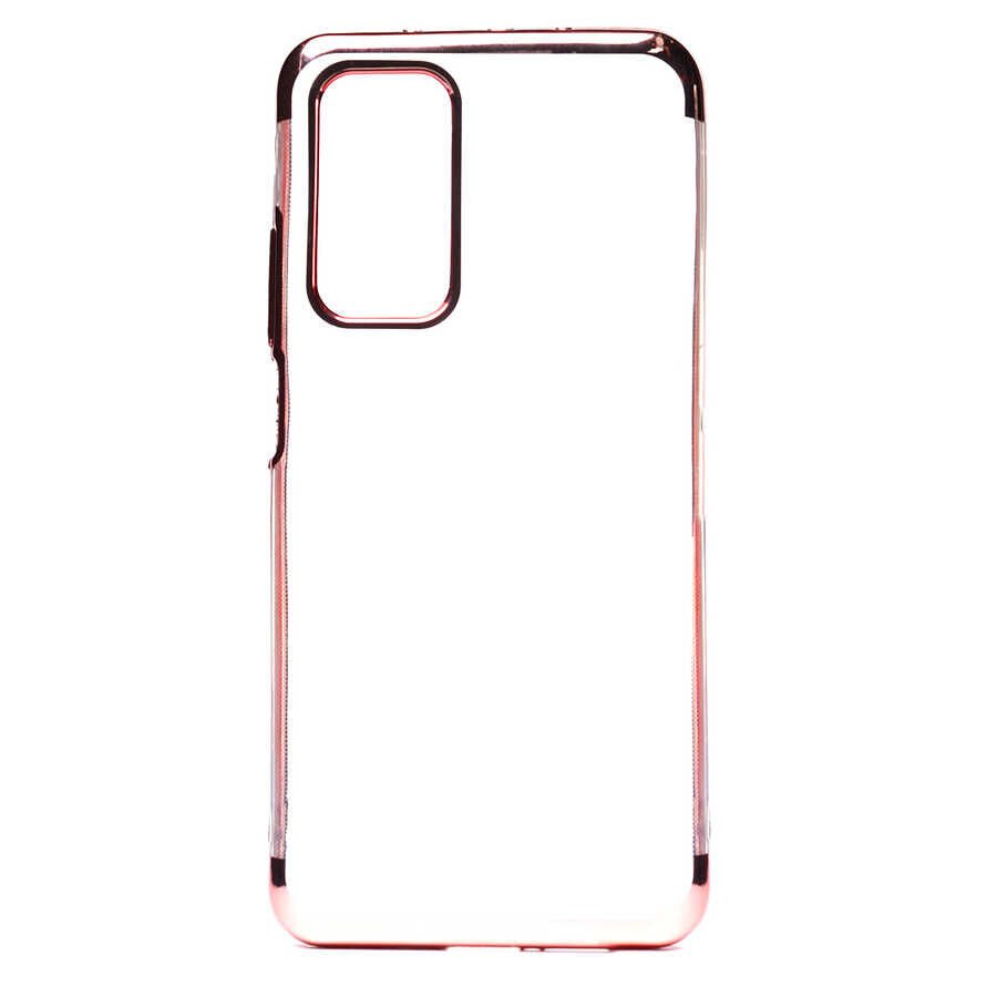 Huawei P Smart 2021 Kılıf Dört Köşe Renkli Lazer Şeffaf Silikon Kapak (GLİTTER) Rose Gold