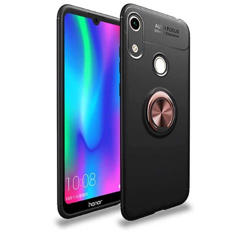 Huawei Y6S 2019 Kılıf Kamera Çıkıntılı Renkli Yüzüklü Standlı Mıknatıslı Kapak (RAVEL) Mavi