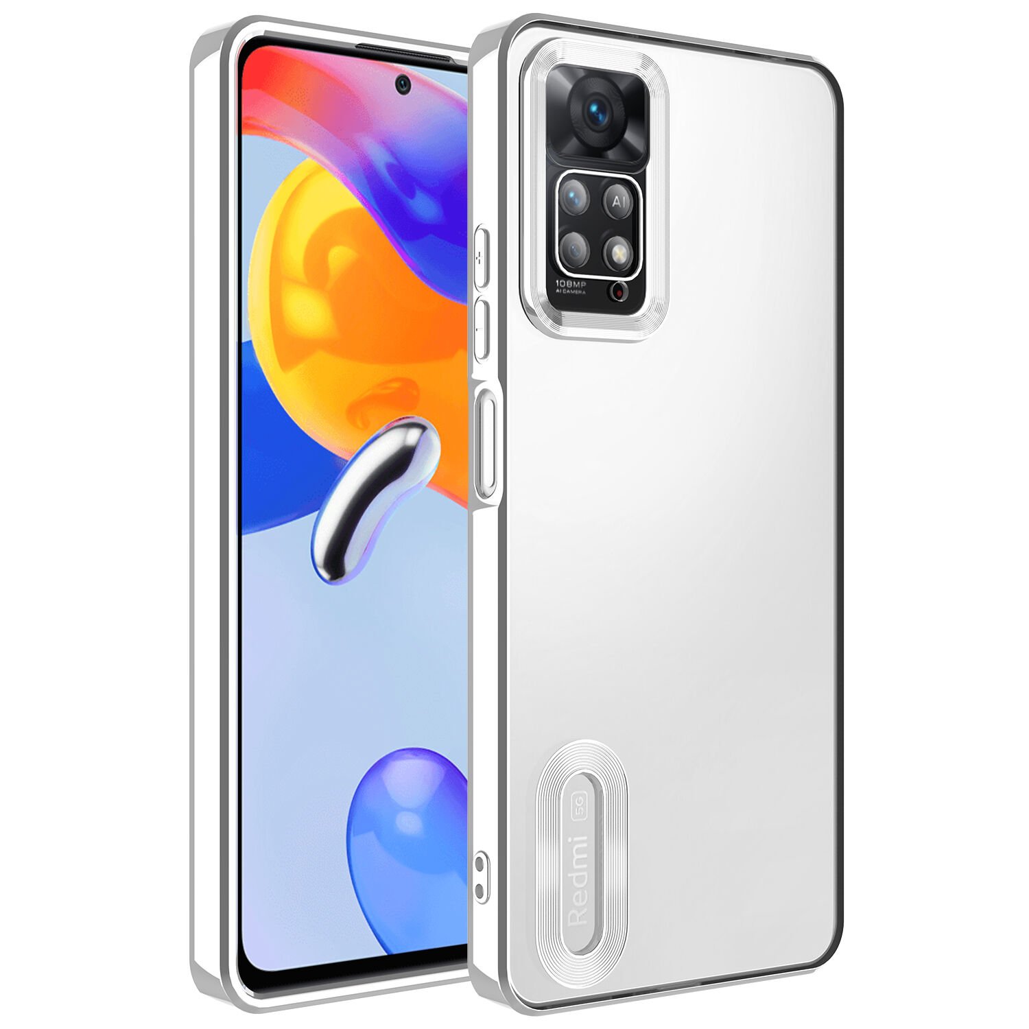 Xiaomi Redmi Note 11 Pro 5G Kılıf Kamera Lens Korumalı Logo Gösteren Parlak Kenarlı Kapak (OMEGA) Gold