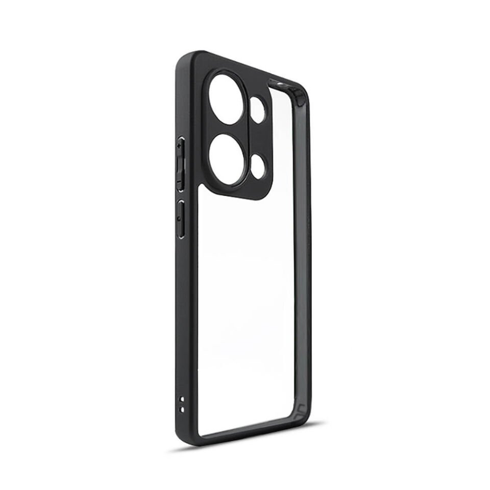Xiaomi Redmi Note 13 Pro 4G Kılıf Şeffaf Sırt Güçlendirilmiş Silikon Kenar Armor Kapak (ROLL) Siyah