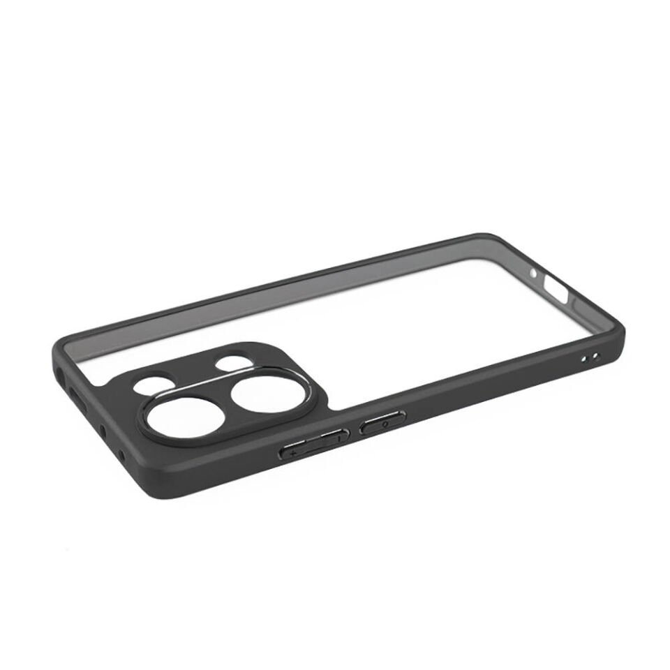 Xiaomi Redmi Note 13 Pro 4G Kılıf Şeffaf Sırt Güçlendirilmiş Silikon Kenar Armor Kapak (ROLL) Siyah