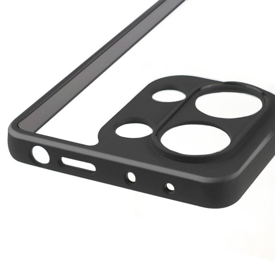 Xiaomi Redmi Note 13 Pro 4G Kılıf Şeffaf Sırt Güçlendirilmiş Silikon Kenar Armor Kapak (ROLL) Siyah
