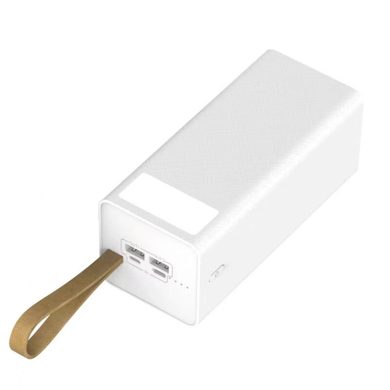 Hızlı Şarj Özellikli Askılı Led Flash Lambalı Taşınabilir Powerbank 40000mAh (B-40) Beyaz