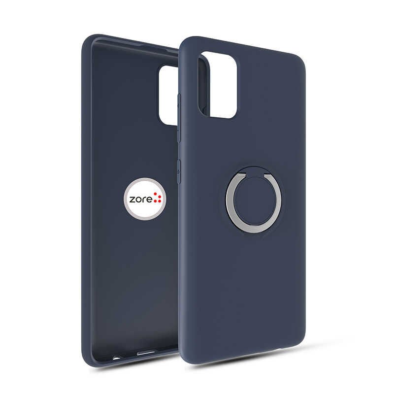 Samsung Galaxy A81 (Note 10 Lite) Kılıf Mat Pastel İnce Yüzüklü Yumuşak Silikon Kapak (Plex) Lacivert