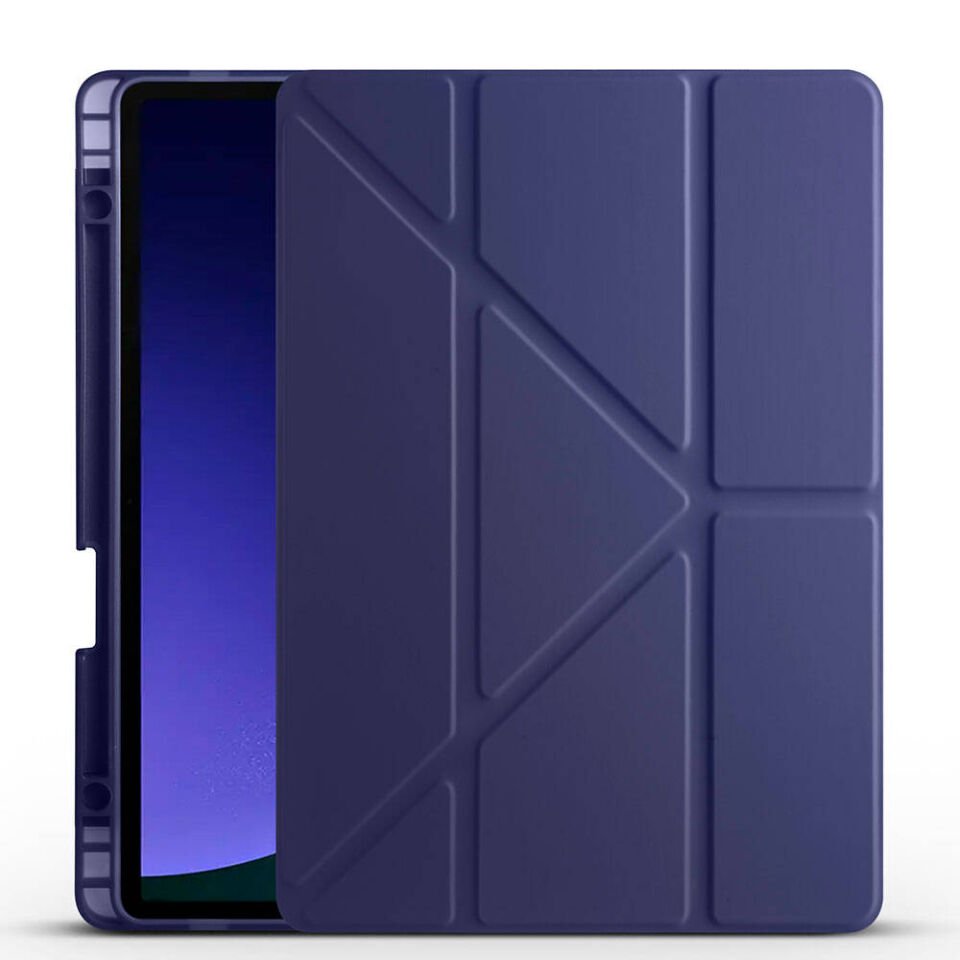 Samsung Galaxy Tab S10 Kılıf Kalem Bölmeli Standlı 360 Derece Tam Korumalı Tasarım (TR) Lacivert