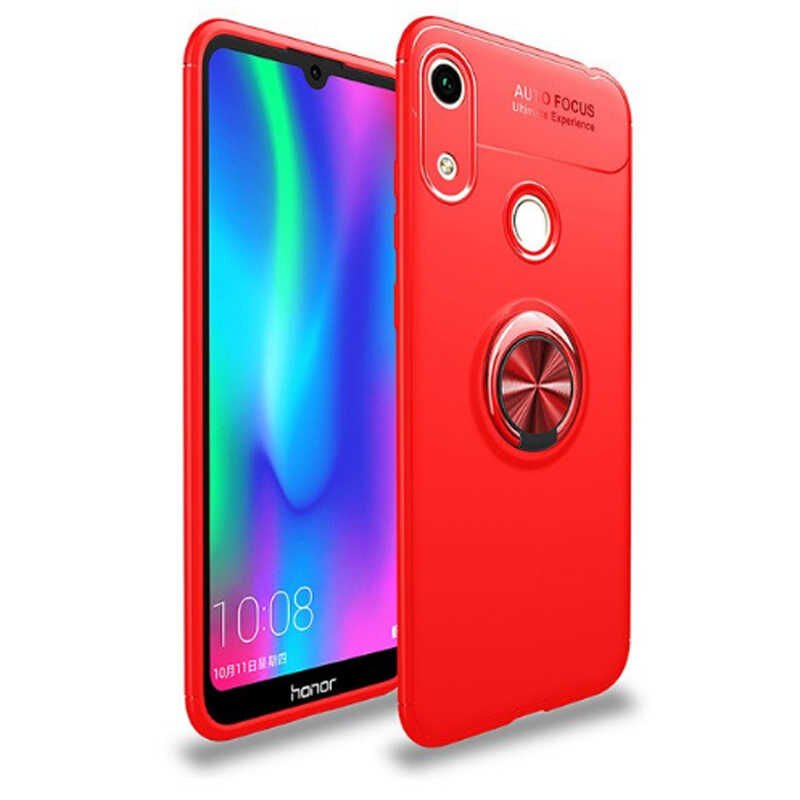 Huawei Y6S 2019 Kılıf Kamera Çıkıntılı Renkli Yüzüklü Standlı Mıknatıslı Kapak (RAVEL) Siyah-Kırmızı