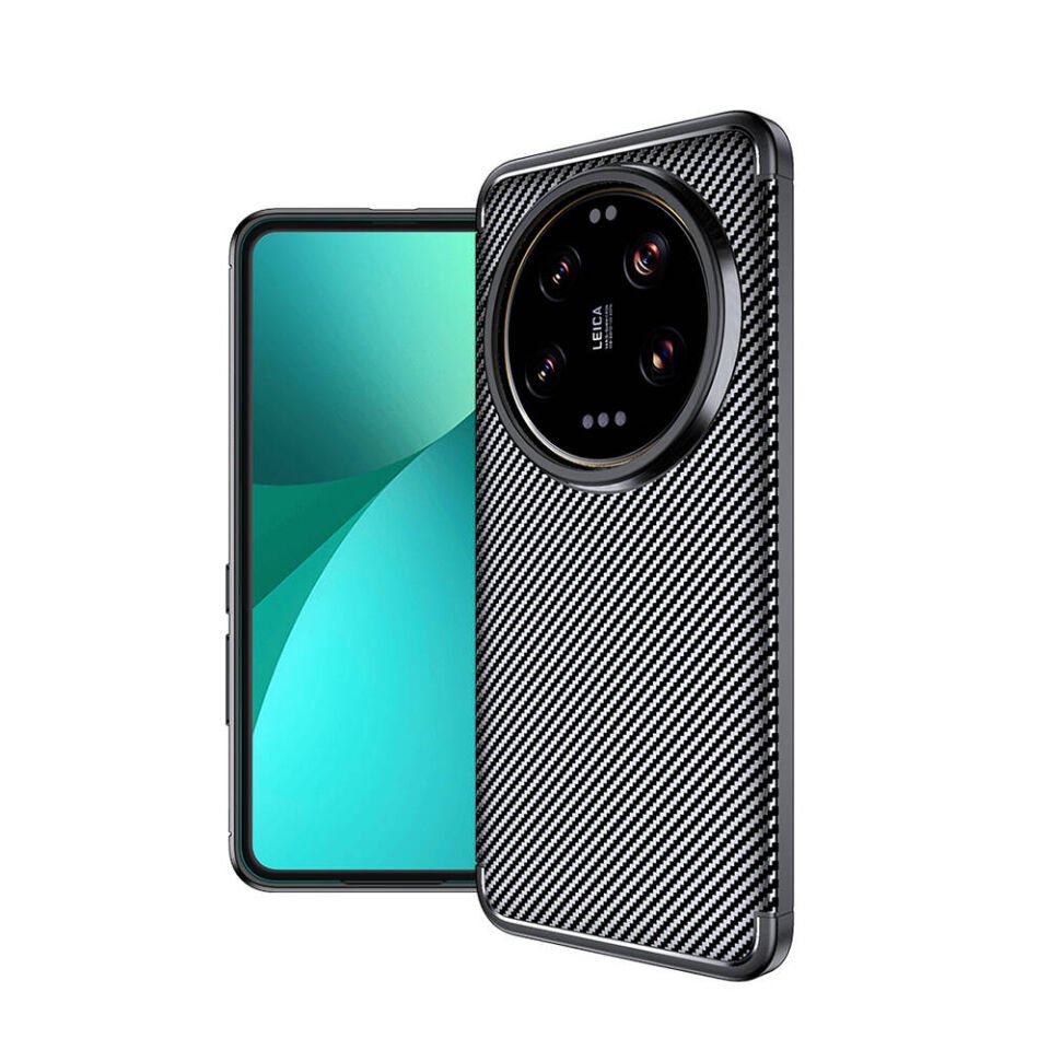 Xiaomi Mi 14 Ultra Kılıf Kamera Çıkıntılı Karbon Fiber Dokulu Renk Atmaz Kapak (NEGRO) Siyah