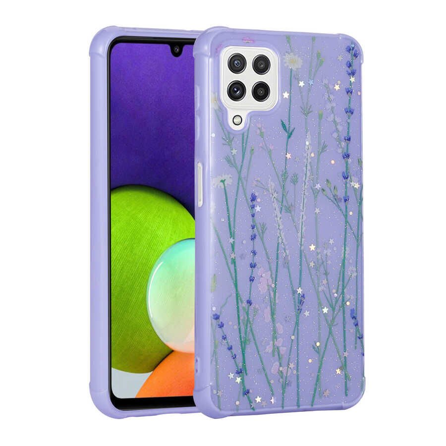 Samsung Galaxy M32 Kılıf Simli Desenli Kamera Korumalı Parlak HEPTEKİLETİŞİM Popy Kapak
