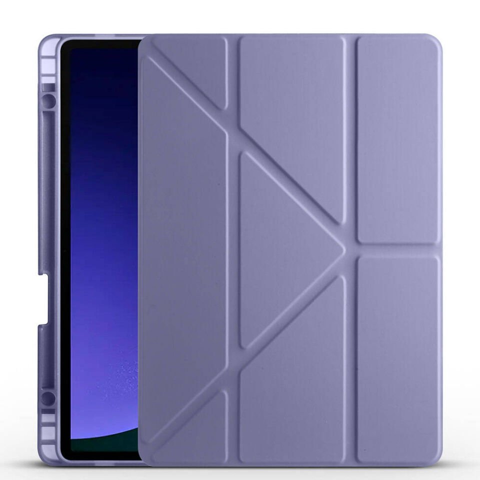 Samsung Galaxy Tab S10 Kılıf Kalem Bölmeli Standlı 360 Derece Tam Korumalı Tasarım (TR) Mor