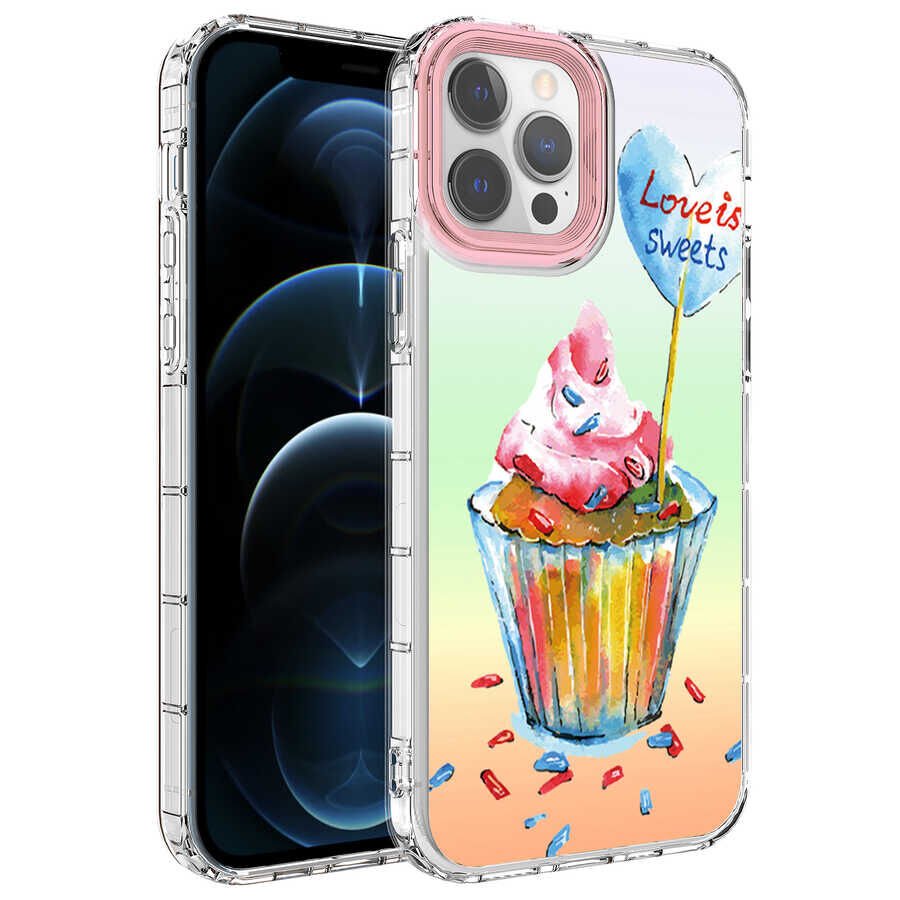 Apple iPhone 14 Pro Kılıf Kamera Korumalı Renkli Desenli Sert Silikon HEPTEKİLETİŞİM Korn Kapak