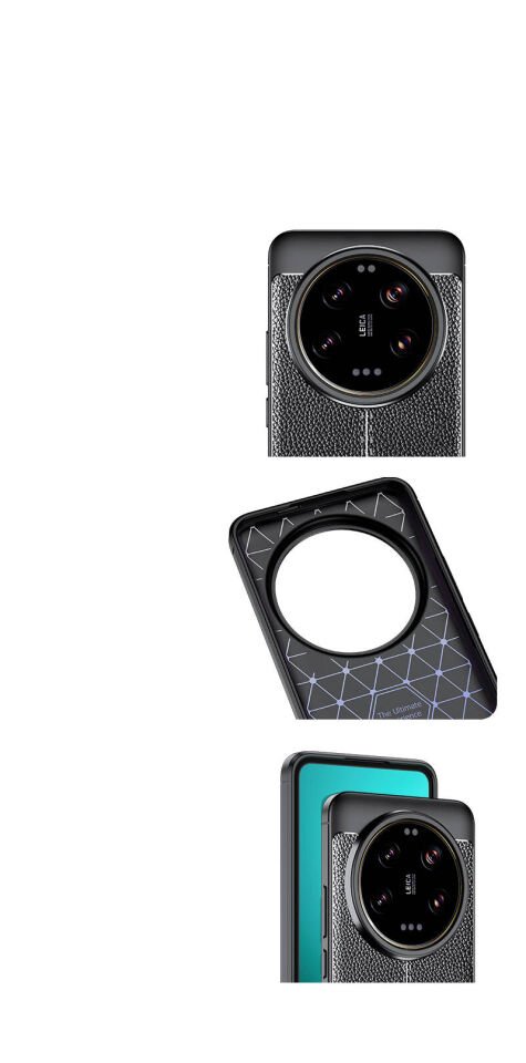 Xiaomi Mi 14 Ultra Kılıf Deri Görünümlü Renk Atmayan Dayanaklı Silikon Kapak (NİSS) Siyah