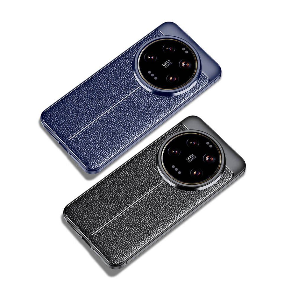 Xiaomi Mi 14 Ultra Kılıf Deri Görünümlü Renk Atmayan Dayanaklı Silikon Kapak (NİSS) Siyah