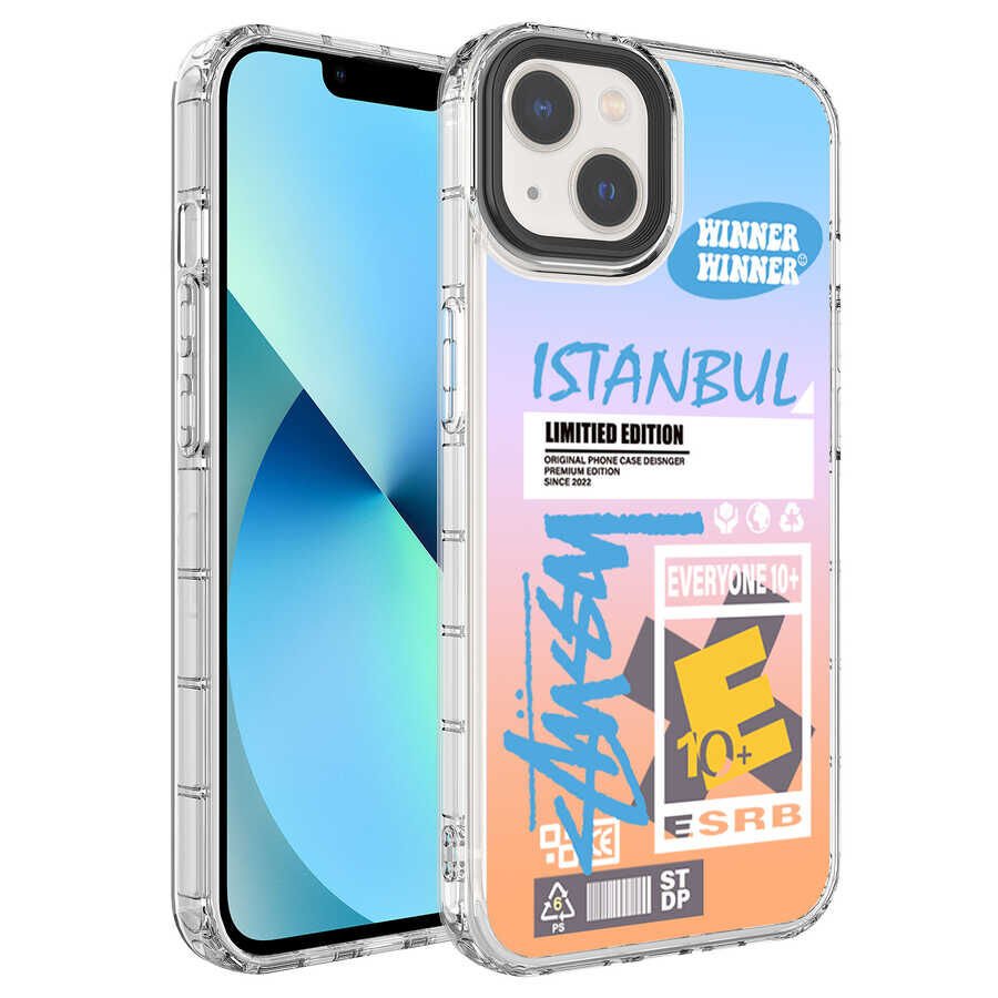 Apple iPhone 14 Plus Kılıf Kamera Korumalı Renkli Desenli Sert Silikon HEPTEKİLETİŞİM Korn Kapak