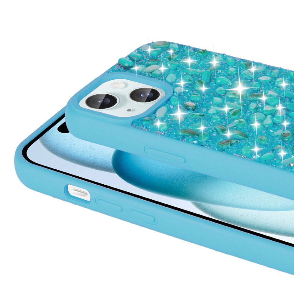 Apple iPhone 15 Kılıf Parlak Taşlı Tasarım HEPTEKİLETİŞİM Linea Diamond Kapak
